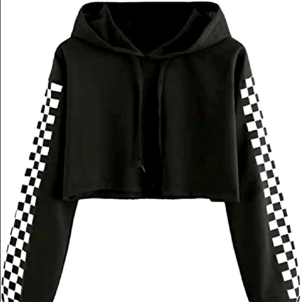 Checkered hoodie crop top